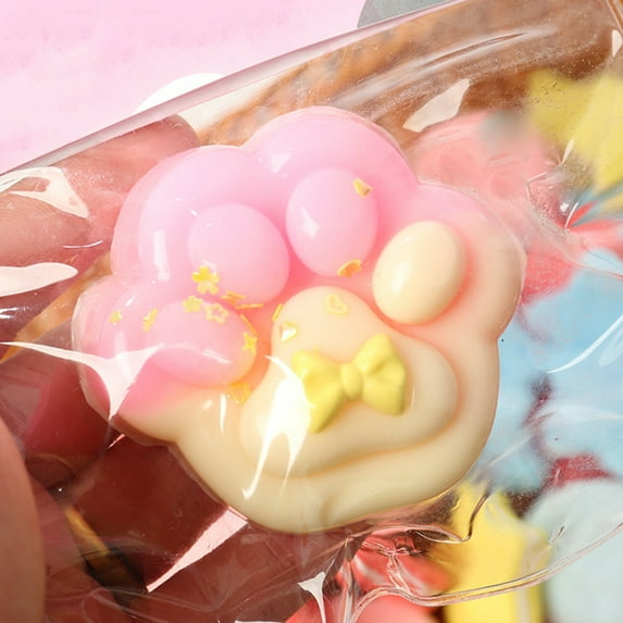 Kawaii Cat Paw Massagers - Soft PVC Press Toys for Stress & Anxiety Relief, Perfect White Elephant Gift for Coworkers (5.1in)