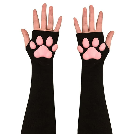 Kawaii Cat Paw Mittens Gloves Cute Soft 3D Toes Beans Fingerless Gloves Cat Claw Paws Pads Sleeves Cat Accessories