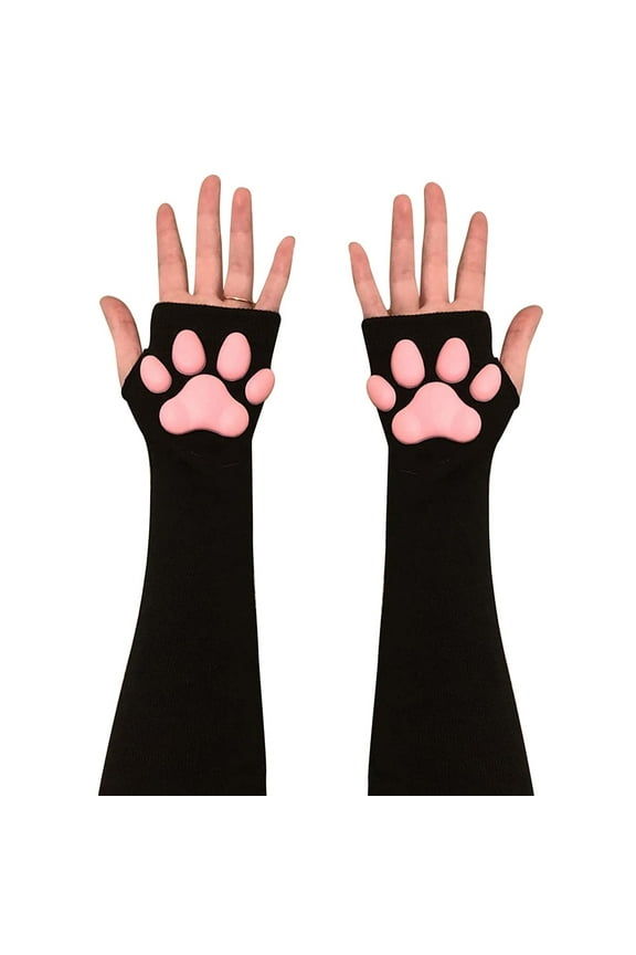 Kawaii Cat Paw Mittens Gloves Cute Soft 3D Toes Beans Fingerless Gloves Cat Claw Paws Pads Sleeves Cat Cosplay Accessories
