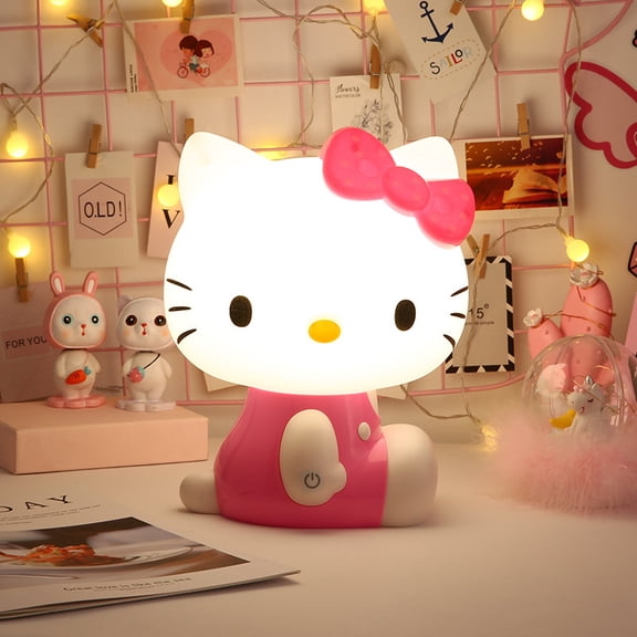 Kawaii Cat Themed LED Night Lamp, Touch Control Dimmable Bedside Light, for Bedroom & Desk Decor