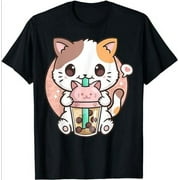 Kawaii Cat-uccino Tee: Purr-fect Blend of Anime Chic and Bubble Tea Fun for Fashion-Forward Teens