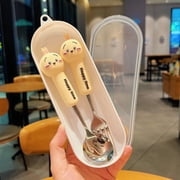 Kawaii Chiikawa Tableware Set Hachiware Usagi Cartoon Fork Spoon Dinnerware Set Portable Travel Cutlery