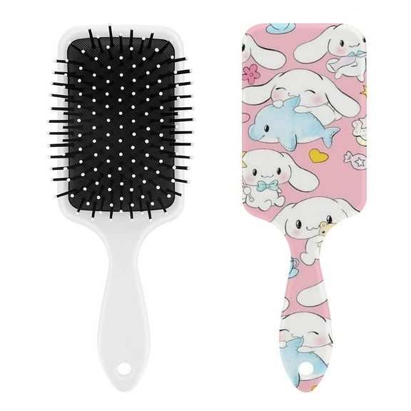 Kawaii Cinnamoroll Dolphin Air Cushion Detangling Paddle Brush with Ball Tip Anti Static Massage Hair Care for Thick Curly Wet and Dry Hair Web Detangler Hair Combs