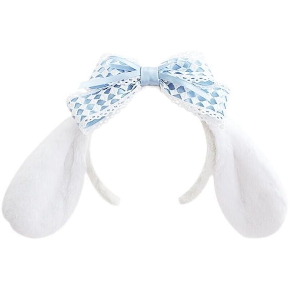 Kawaii Cinnamoroll Melody Kuromi Headband Plush Ear Bow Hair Band Headwear Simulation Xmas Birthday Gift for Woman Girls