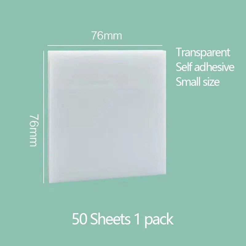 Kawaii Clear Sticky Notes Set 50 Sheets Waterproof Adhensive Notepad ...