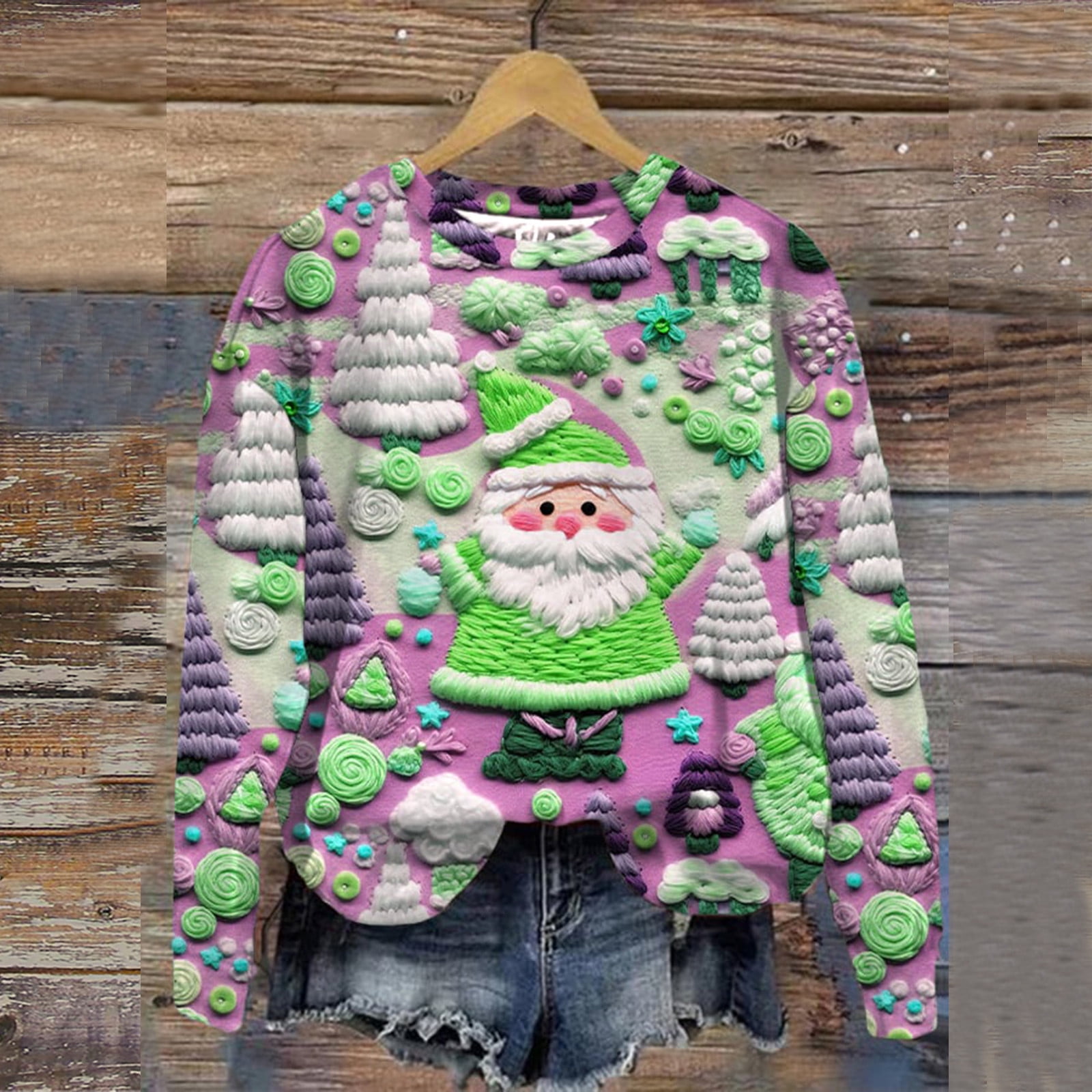 Kawaii Clothes Santa Claus Sweatshirt for Women Sweatshirt Crewneck