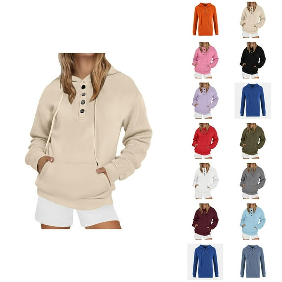 Kawaii Clothes Women's Solid Sweatshirt Women's Solid Color Hooded Sweatshirt Ice Silk Ribbed Casual Pullover Sport Top Long Sleeve Button Up Shirt For Daily Wear And Outdoor Activities