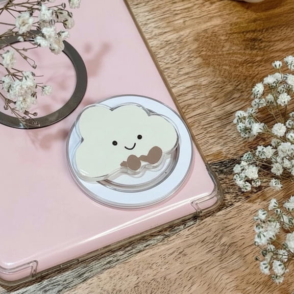 Kawaii Cloud MagSafe Phone Grip Cute Cloud with Bowtie Magnetic Phone Holder, Fun Phone Stand for Cloud Lovers, Cute Gifts for Your Lovers