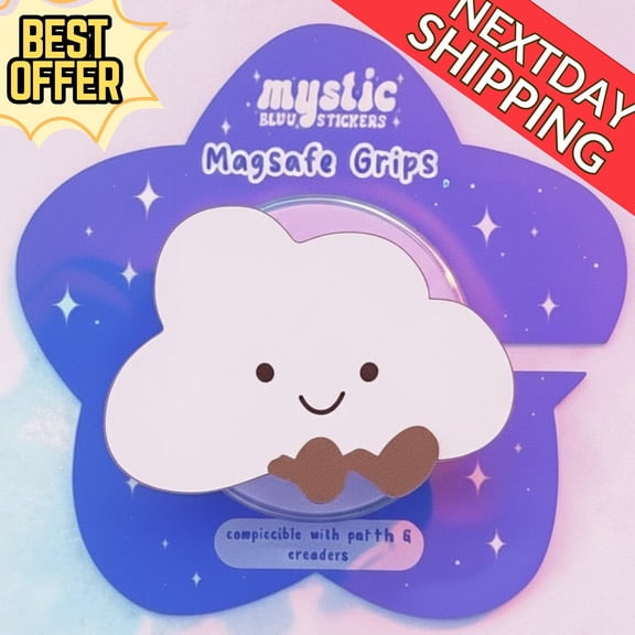Kawaii Cloud MagSafe Phone Grip Cute Cloud with Bowtie Magnetic Phone Holder, Fun Phone Stand for Cloud Lovers, Cute Gifts for Your Lovers