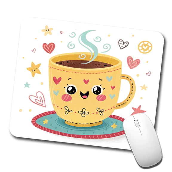 Kawaii Coffee Cup Mouse Pad Low Profile Gaming Mat