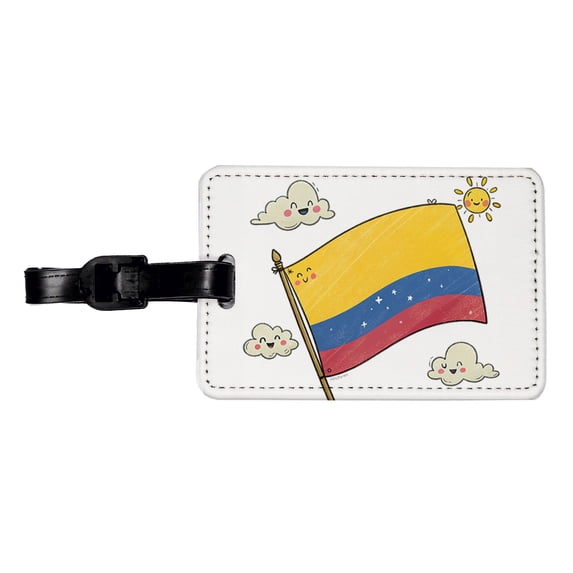 Kawaii Colombia Flag Faux Leather Travel Luggage Tag