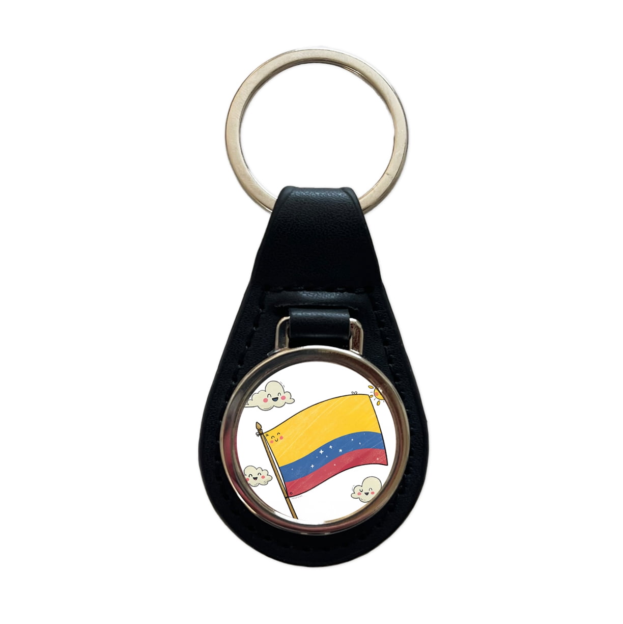 Kawaii Colombia Flag Metal Black Leather Keychain - Walmart.com