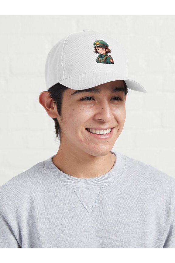 Kawaii Colonel Baseball Cap, Cute Military Rank Character Graphic Design, Classic Everyday Hat