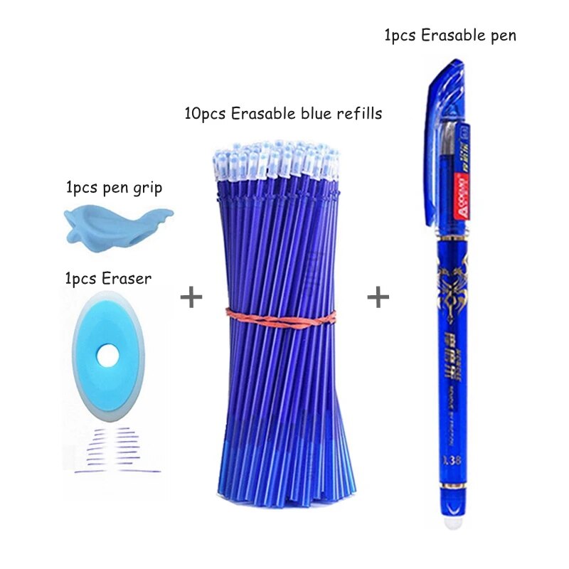Kawaii Color Ink Erasable Pen Set Washable handle Ballpoint Pens for