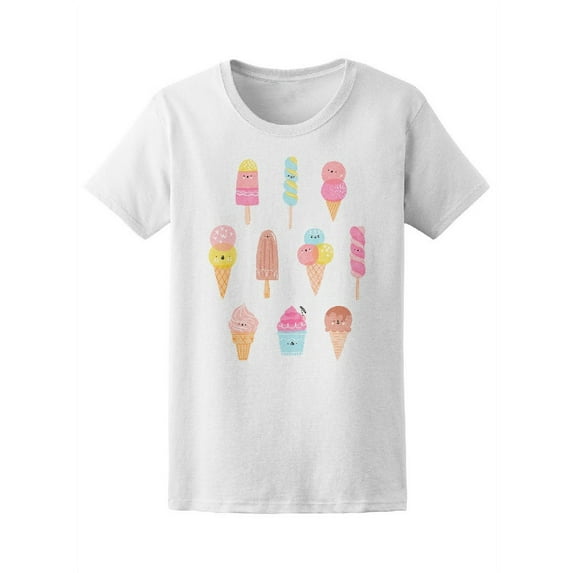 Kawaii Colorful Cute Ice Cream T-Shirt Women -Image by Shutterstock, Female Small
