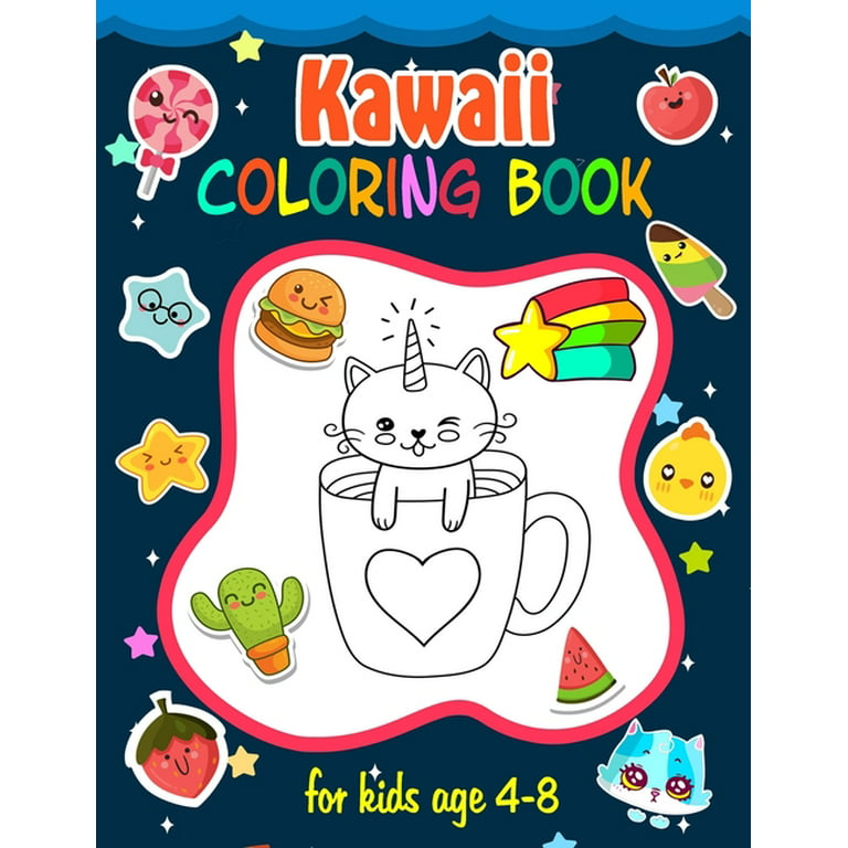 Pretty Cute Coloring Book for Girls Ages 4-8: kawaii coloring book for  girls | 50 Delightful Kawaii Coloring Pages for Kids and Girls Featuring