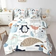 thumbnail image 1 of Kawaii Comforter Set 7 Piece Bed in a Bag Twin,Cartoon Animals Bedding Sets Elk Deer Sea Lion Fox Polar Bear Owl Penguin Sheet Set with Comforter, 1 of 5