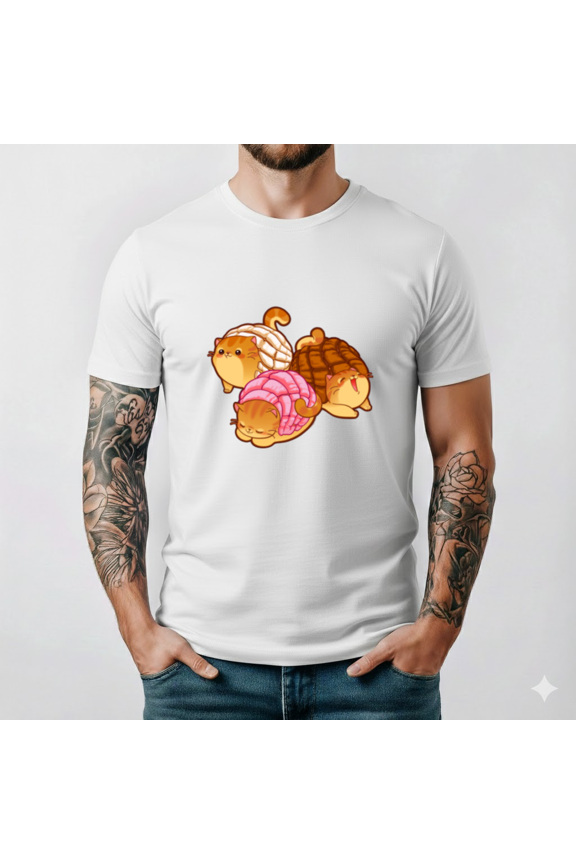 Kawaii Concha Cats Cute Mexican Sweet Bread Unisex T-Shirt S- 5XL