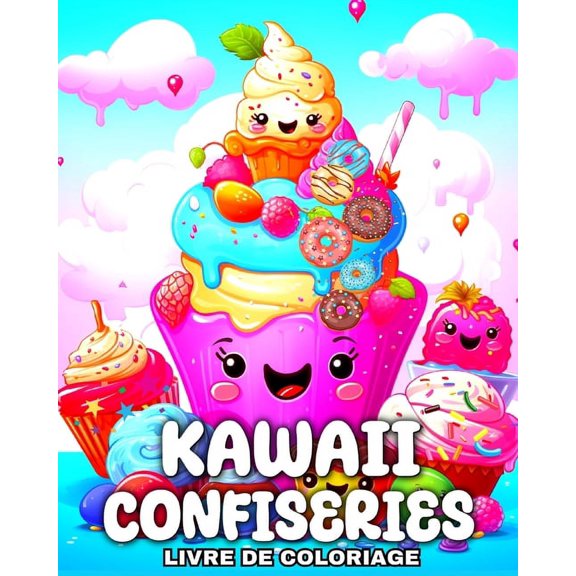 Kawaii Confiseries Livre de Coloriage: Kawaii Dessins Colorier des Desserts Sucrs pour Enfants, (Paperback)