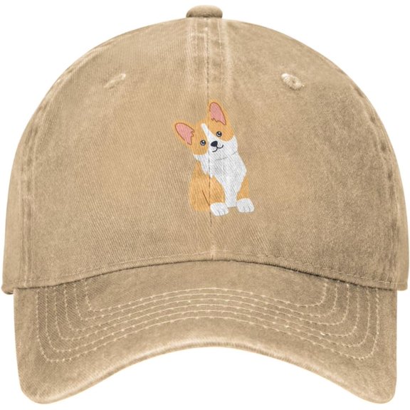 Kawaii Corgi Dog Distressed Adjustable Washed Denim Mens Dad Trucker Hat Baseball Ball Cap for Men