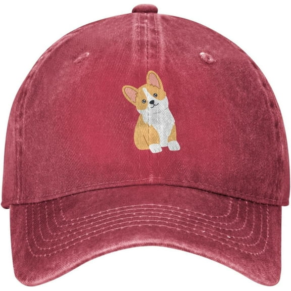 Kawaii Corgi Dog Distressed Adjustable Washed Denim Mens Dad Trucker Hat Baseball Ball Cap for Men