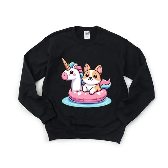 Kawaii Corgi Pool Party Cute Dog Animal Summer Water Welsh Pembroke Swim Sweatshirt, for men & women, up to size 5XL