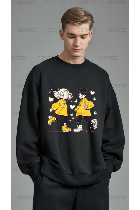 Kawaii Couple T-Shirt , Sweatshirt , Hoodie - Matching Anime Lovers Graphic Tee , For Men/Women,Up to 5XL , For Men/Women,Up to 5XL