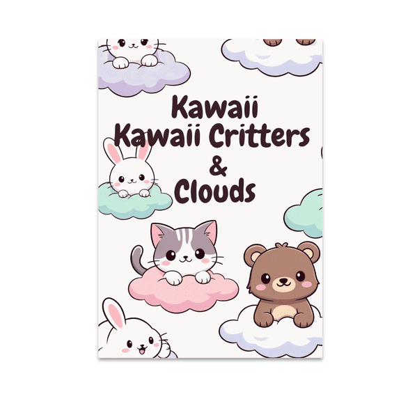 Kawaii Critters & Clouds Poster Print - Cute Animal Decor - 13x19 Glossy Wall Art