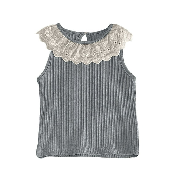 Kawaii Crochet Cami Tank Striped Plain Brunch Vest for Children Boy Girl Summer Fall Sleeveless Lace Crewneck Top Vest Child 2026 Clothing Fashion 4 Years