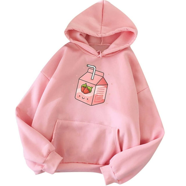 Kawaii Crop Hoodies for Women Plus Size Funny Oversized Sweatshirts