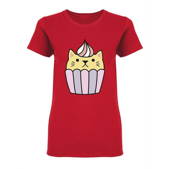 Kawaii Cupcake Cat Shaped T-Shirt Women -Image by Shutterstock, Female XX-Large