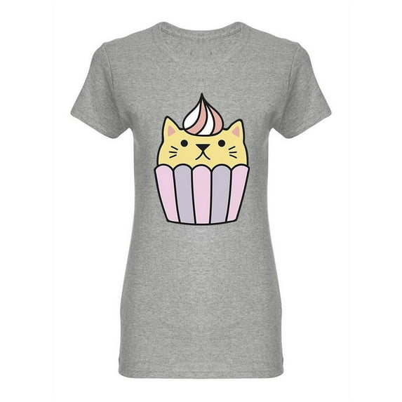 Kawaii Cupcake Cat Shaped T-Shirt Women -Image by Shutterstock, Female x-Large