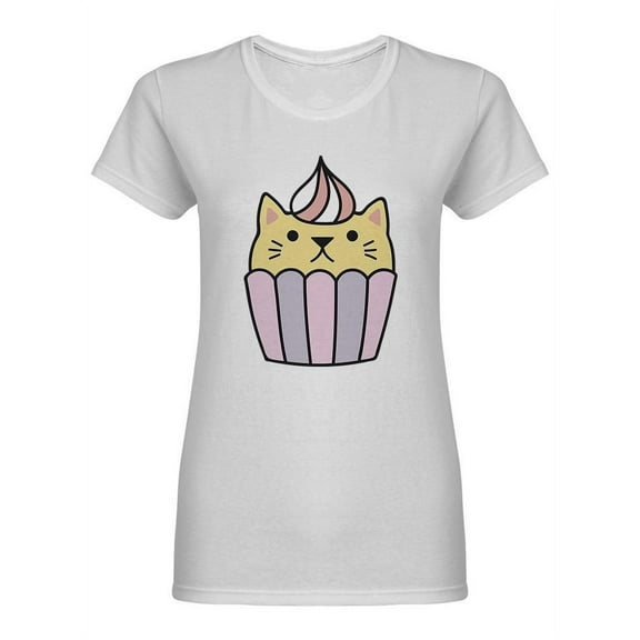 Kawaii Cupcake Cat Shaped T-Shirt Women -Image by Shutterstock, Female x-Large
