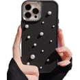 thumbnail image 1 of Kawaii Cute 3D Pearls Candy Color Soft Phone Case Compatible with iPhone Case (Black,iPhone 13 Pro Max), 1 of 6