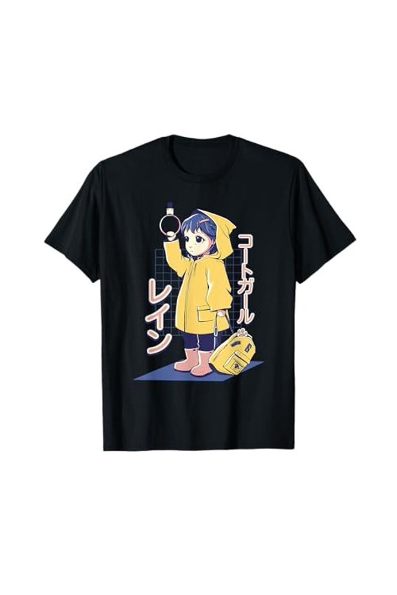 Kawaii Cute Anime Girl Yellow Raincoat Japanese T-Shirtfrom JP