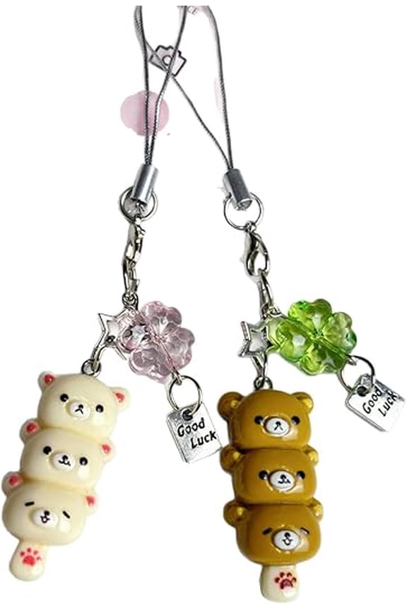 Kawaii Cute Bear Phone Charms Pendant - Adorable Anime Keychain Accessories For Keys, Bags(2Pcs)