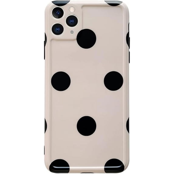 Kawaii Cute Black Spot Soft Phone Case Compatible with iPhone Case (White,iPhone 14)