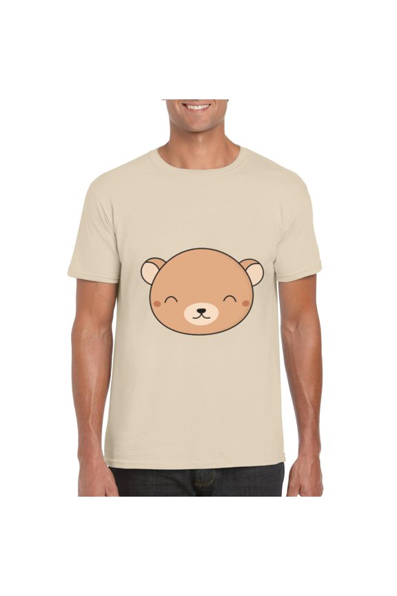 Kawaii Cute Brown Bear Face Animal Head Portrait Sweet T-Shirt, for men & women, up to size 5XL