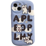 Kawaii Cute Cartoon Animal Bear Dog Bunny Cloud Soft Phone Case Compatible with iPhone Case Blue,iPhone 12 Pro