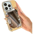 thumbnail image 1 of Kawaii Cute Cartoon Cat Cake Chicken Legs Hamburg Plating Mirror Phone Case Compatible with iPhone Case (Yellow,iPhone 11 Pro), 1 of 5