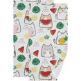 thumbnail image 1 of Kawaii Cute Cats Summer Hand Towels for Bathroom, Watercolor Palm Animals Kitchen Towel 2 PCS Ultra Soft and Highly Absorbent Decorative Fingertip Face Bath Towels for Spa & Hotel, 28.3"x 14.4", 1 of 4