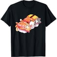 thumbnail image 1 of Kawaii Cute Cats Sushi Otaku Japanese T-Shirt,Royal Blue Color,Size XL, 1 of 5