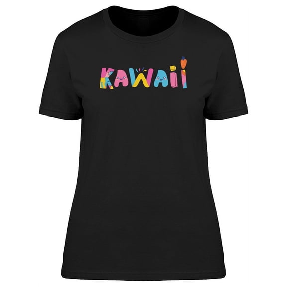 Kawaii Cute Colorful Doodle T-Shirt Women -Image by Shutterstock, Female Small