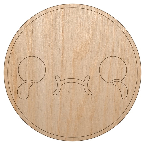 Kawaii Cute Crying Face Wood Shape Unfinished Piece Cutout Craft DIY Projects - 4.70 Inch Size - 1/8 Inch Thick