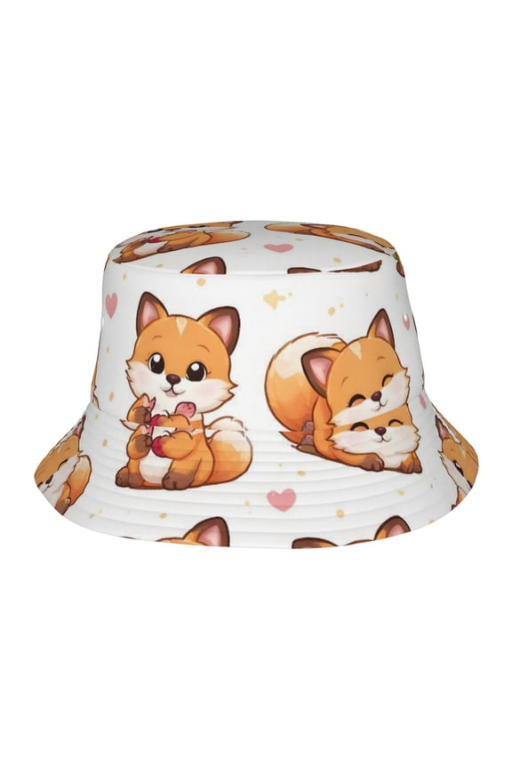 Kawaii Cute Fox Fisherman's Hat Lightweight and Breathable Sun Hat Suitable for Both Men and Women