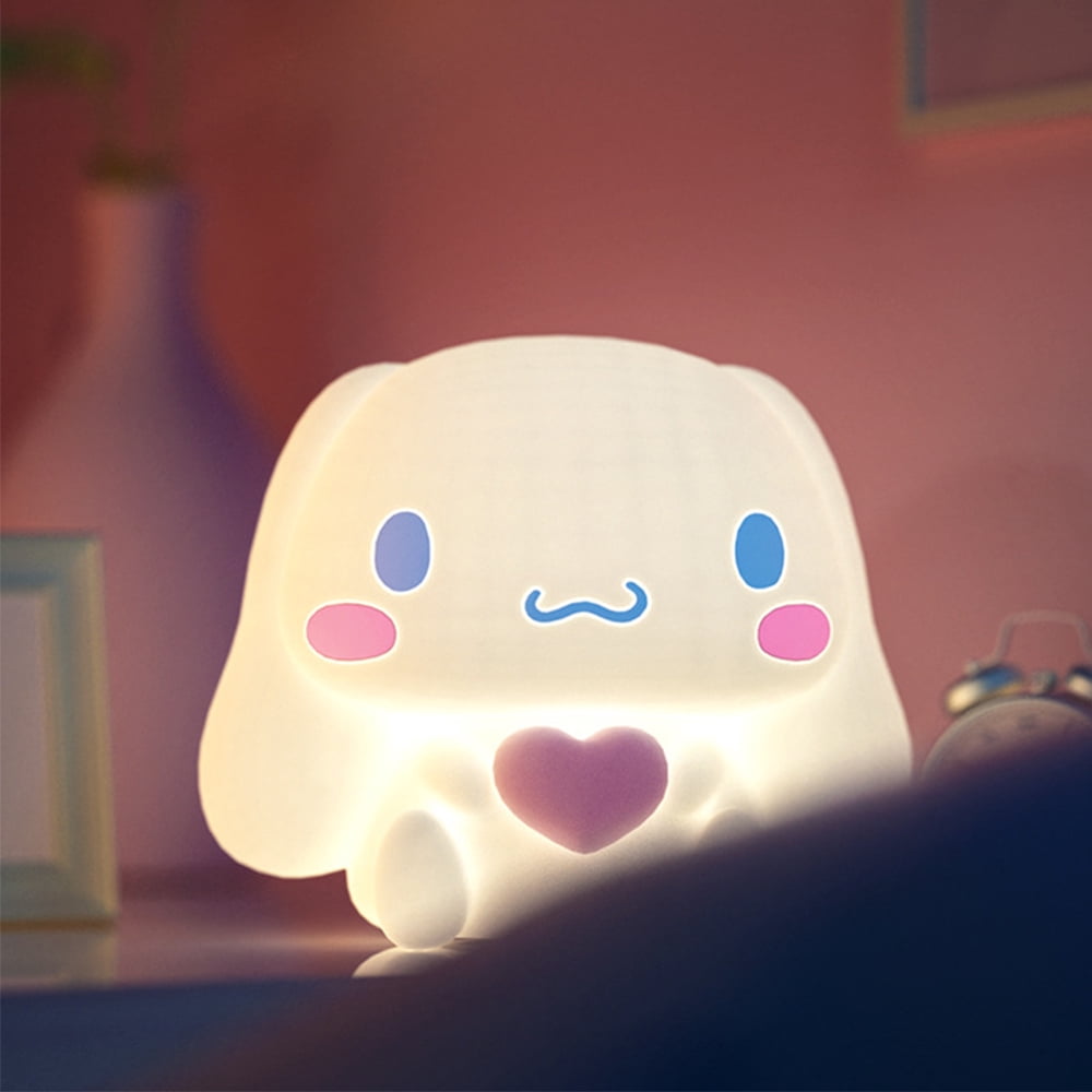 Kawaii Cute Heart Cinnamoroll Pat Night Light Cartoon USB Rechargeable Induction Bedside Night Lamp with Remote