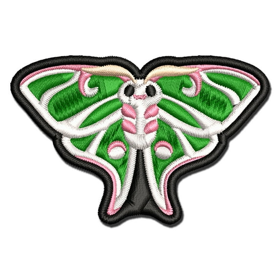 Kawaii Cute Lunar Moth Applique Multi-Color Embroidered Hook & Loop Patch - 3 Inch Medium