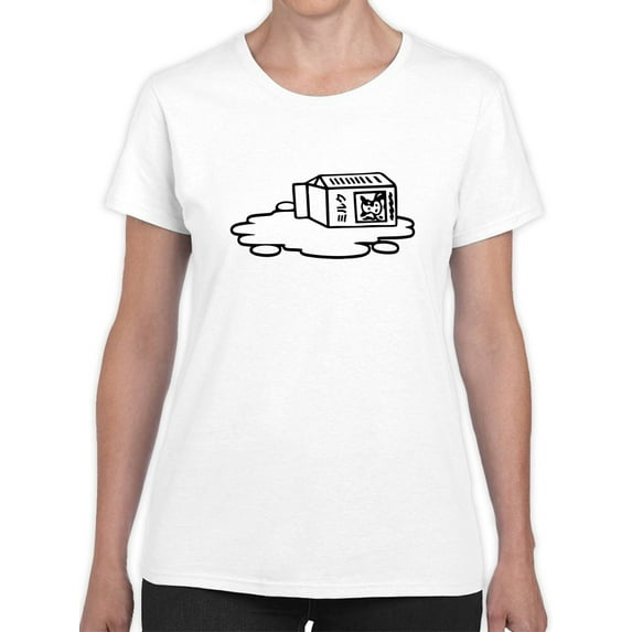Kawaii Cute Milk Graphic Women White T-Shirt, Female x-Large