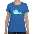 thumbnail image 1 of Kawaii Cute Narwhal Unicorn Sea Graphic Women Royal Blue T-Shirt, Female XX-Large, 1 of 4