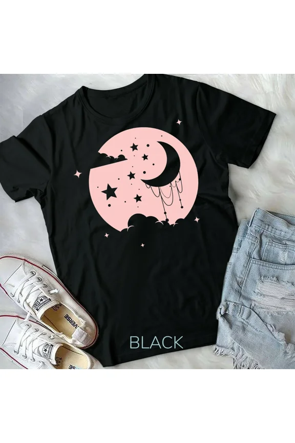 Kawaii Cute Pastel Goth Moon Themed Graphic Design for Teens and Youth New Unisex T-Shirt